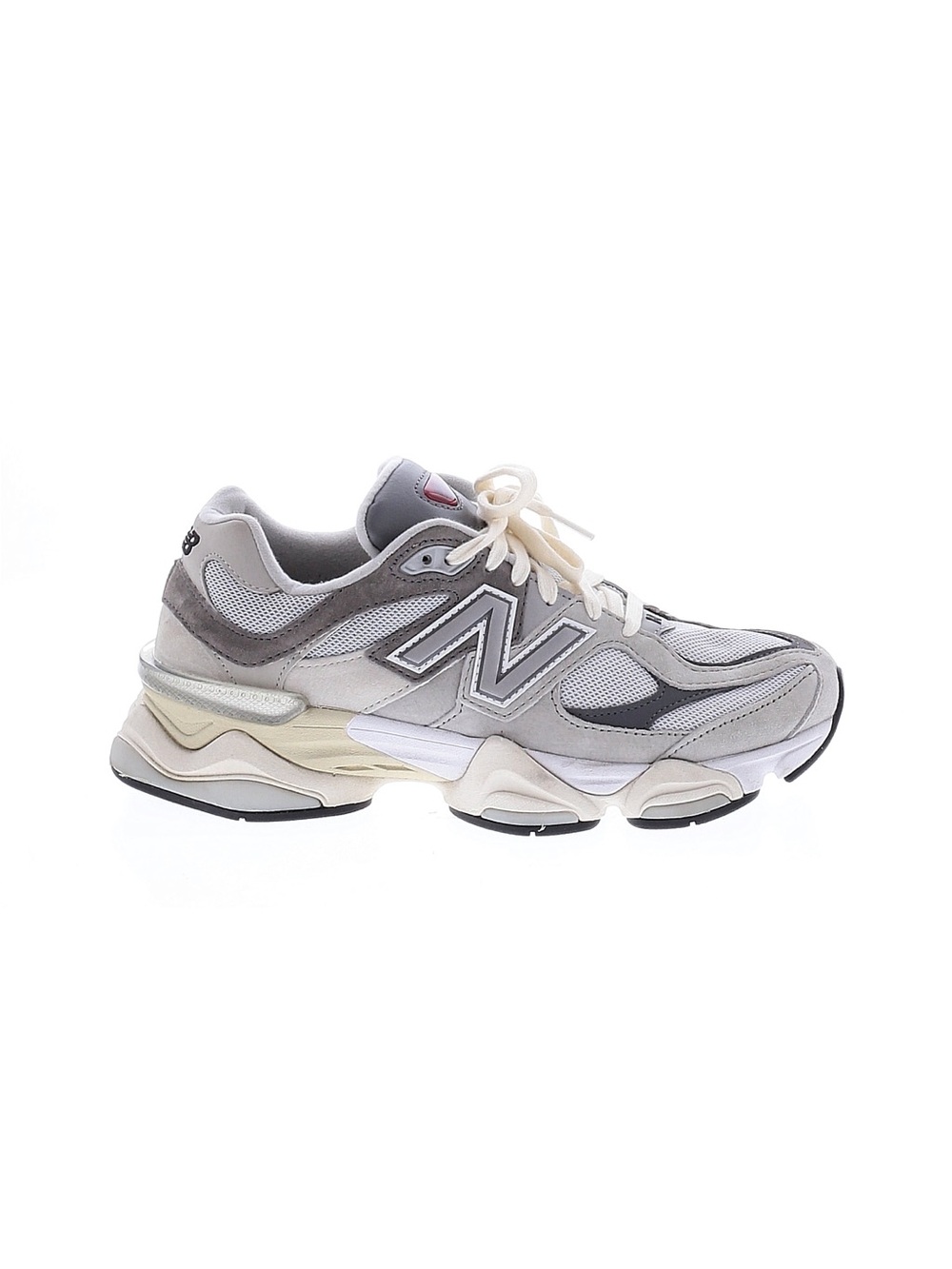 New Balance Women's Gray and Cream Chunky Mesh Suede Sneaker 9060